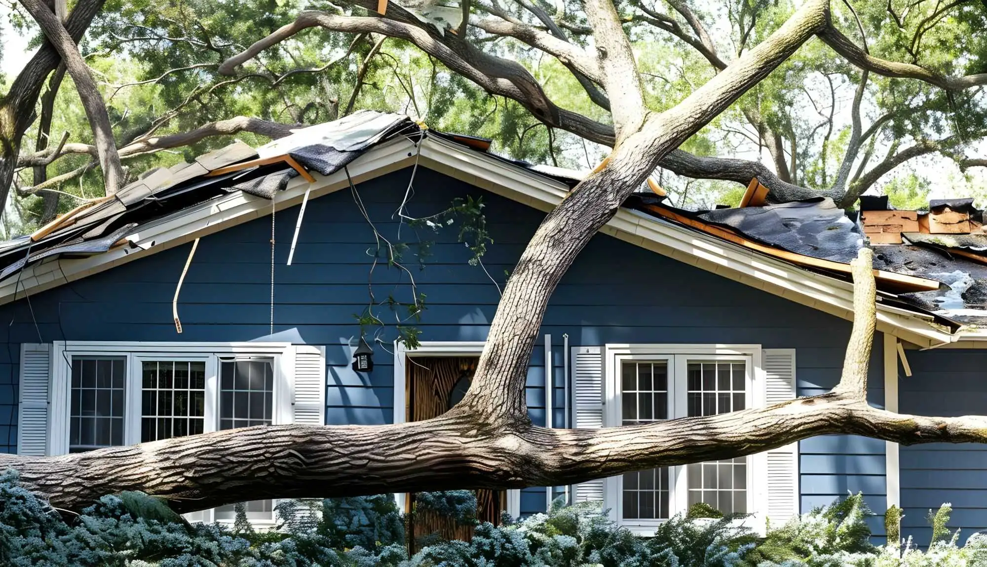 House Damaged By Fallen Tree